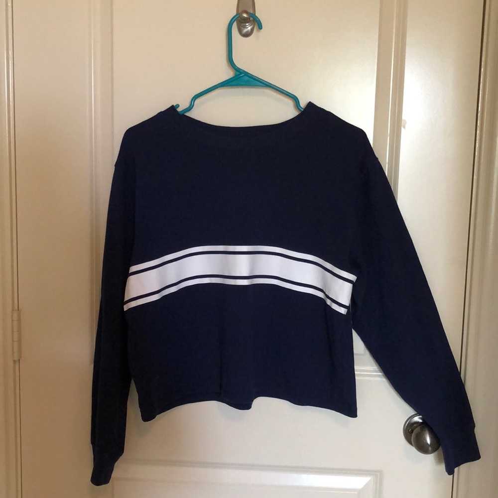 Navy White Stripe Long Sleeve Tee
